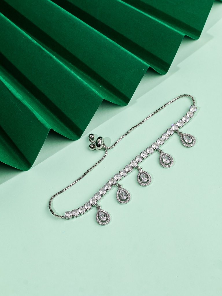 Adjustable tennis bracelet with drops