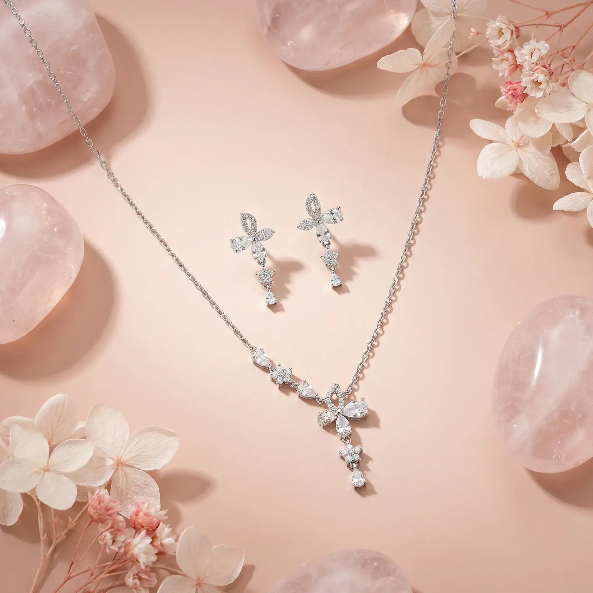 half flower butterfly silver925 set