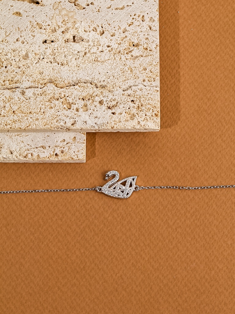 Elegant silver 925 swan bracelet