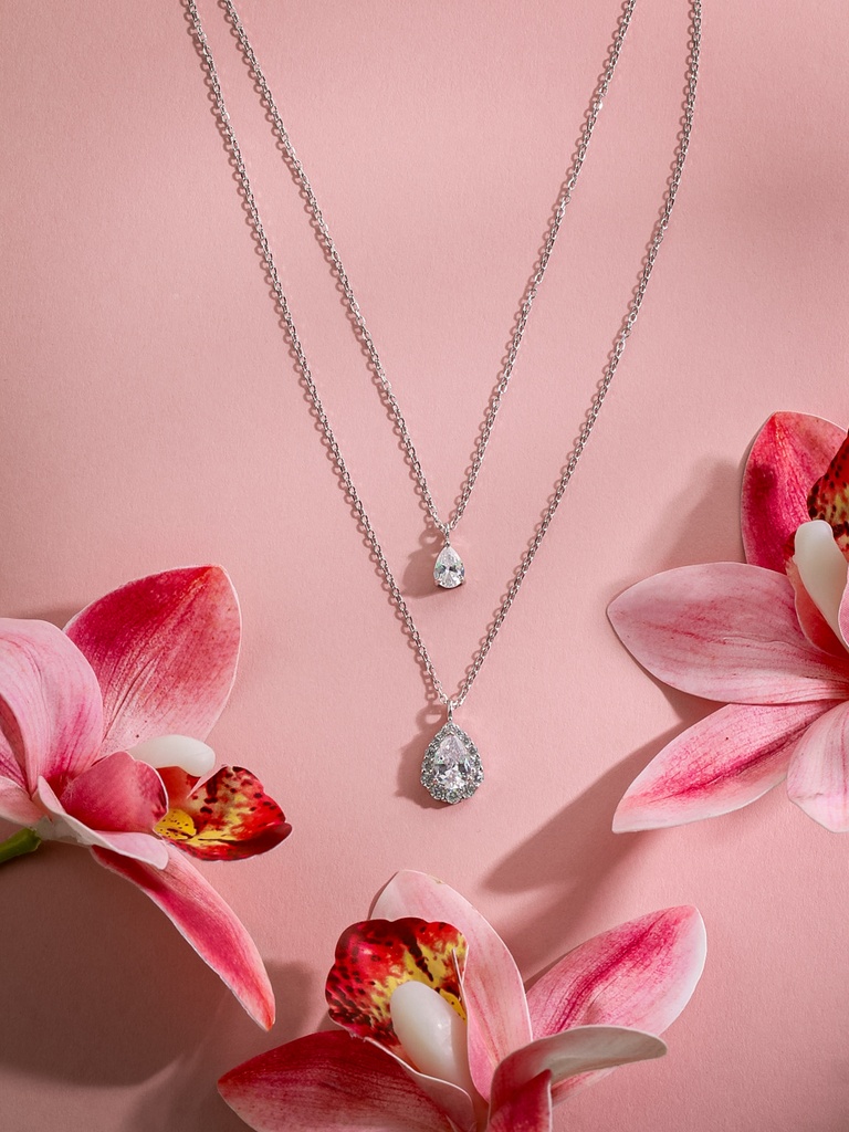 [NS-25-02] 2 layers with drops silver 925 necklace