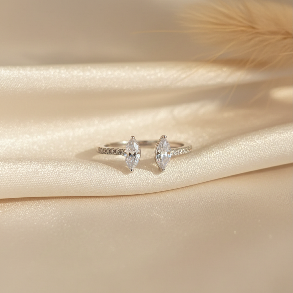 Two crystal adjustable silver925 ring  (6)