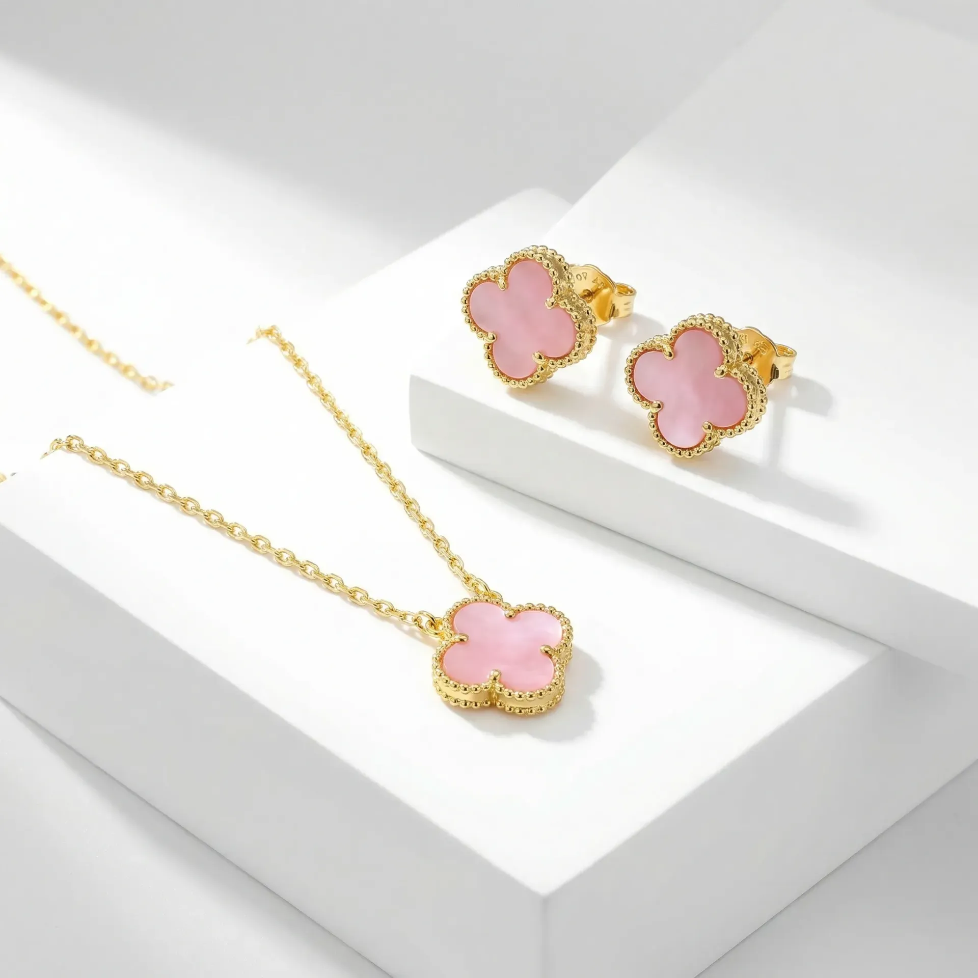pink flower necklace set (babe Pink)