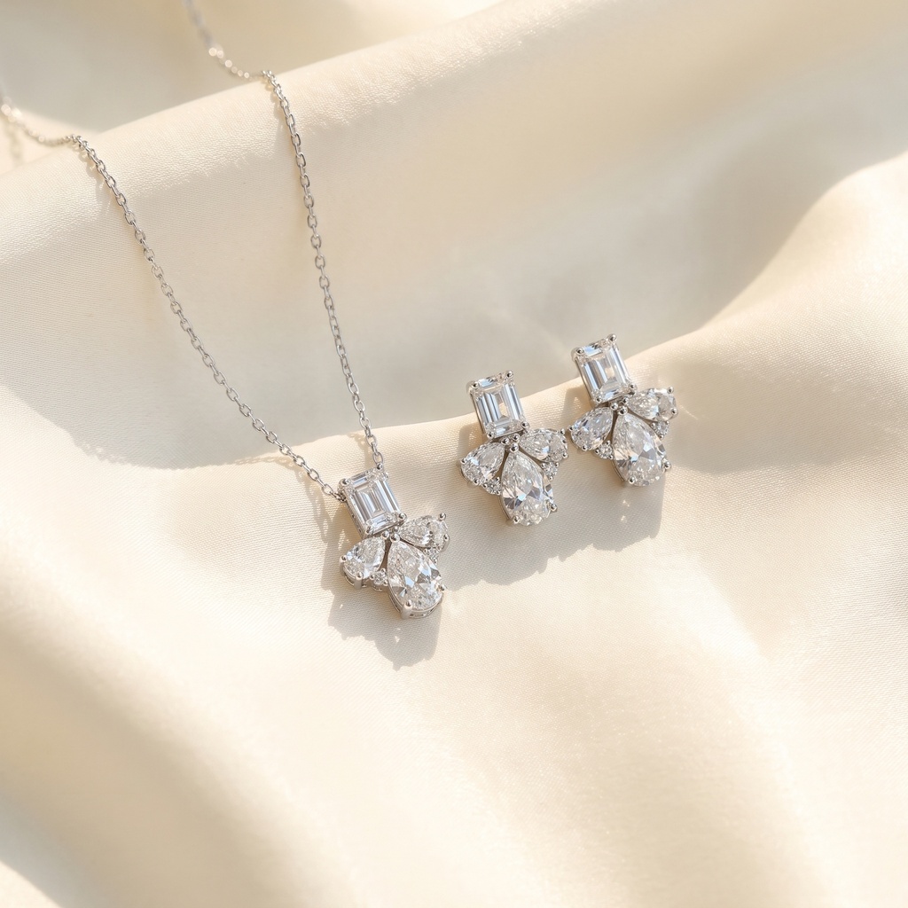 Square 3drops necklace set