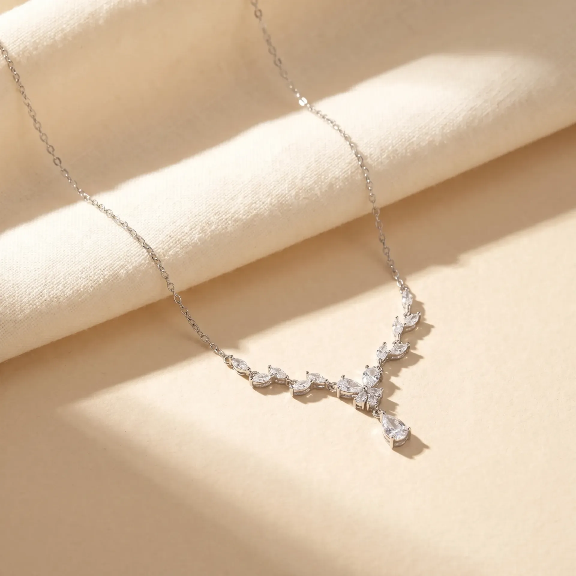 butterfly down drop silver925 necklace