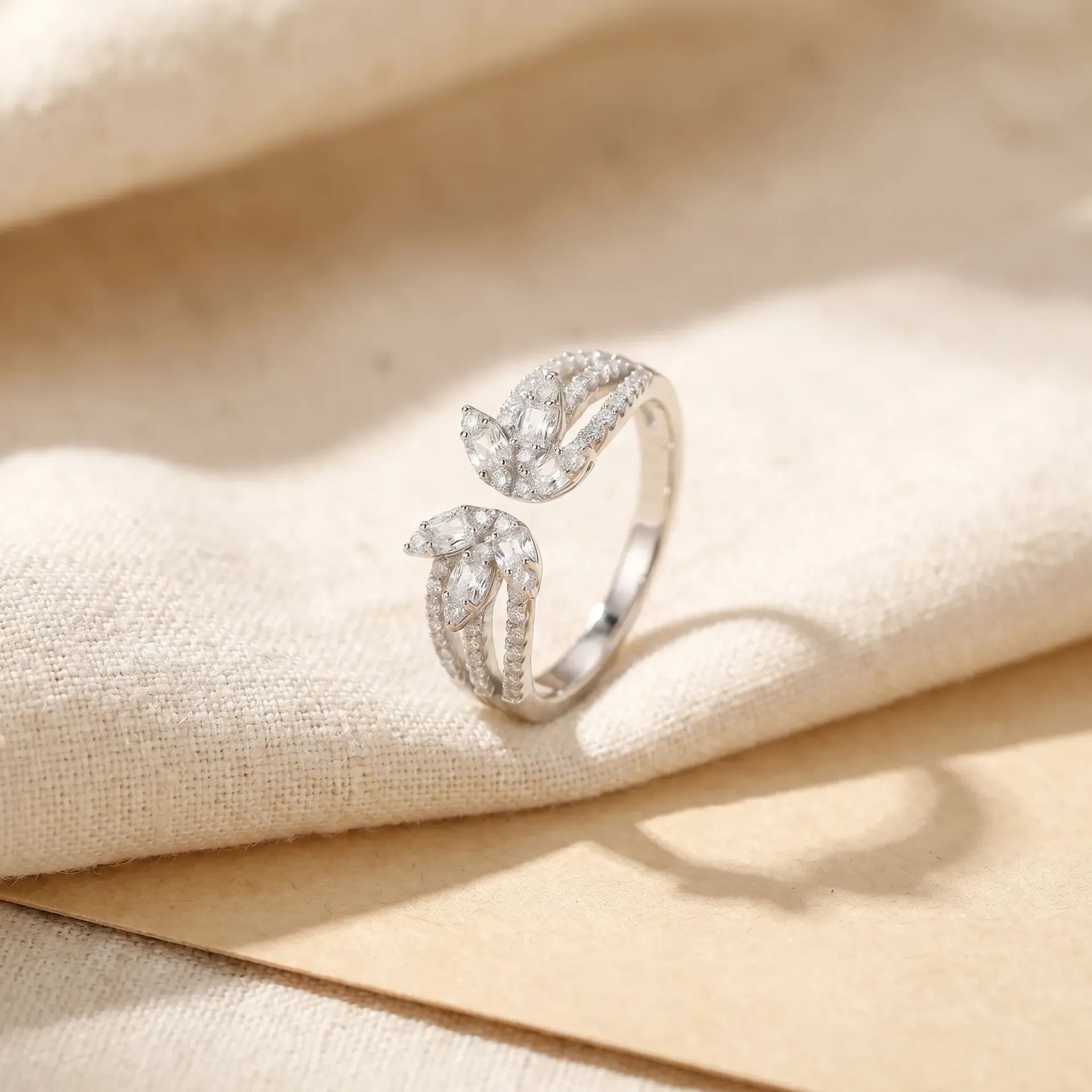 Half flower adjustable silver925 ring