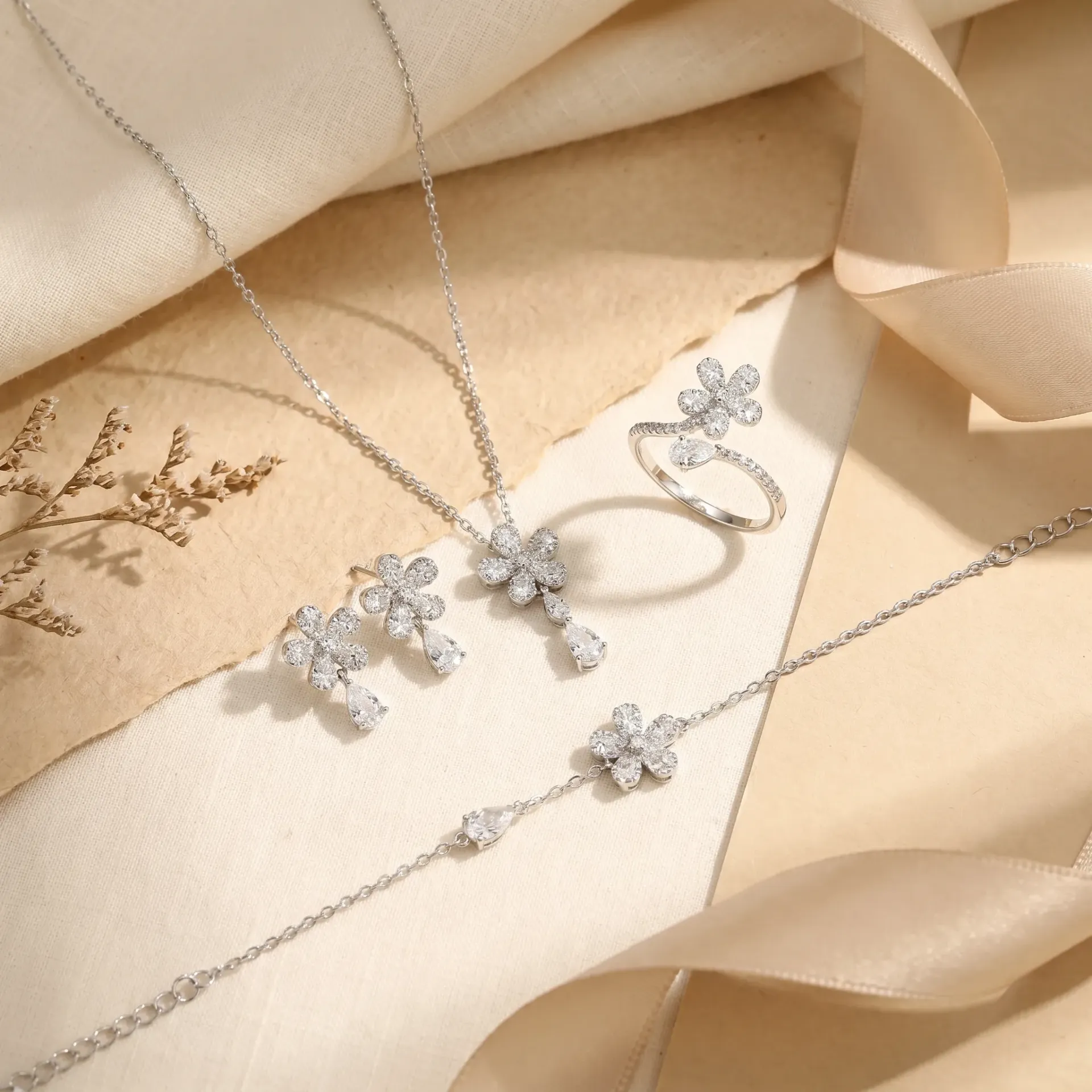 Flower drops silver925 set