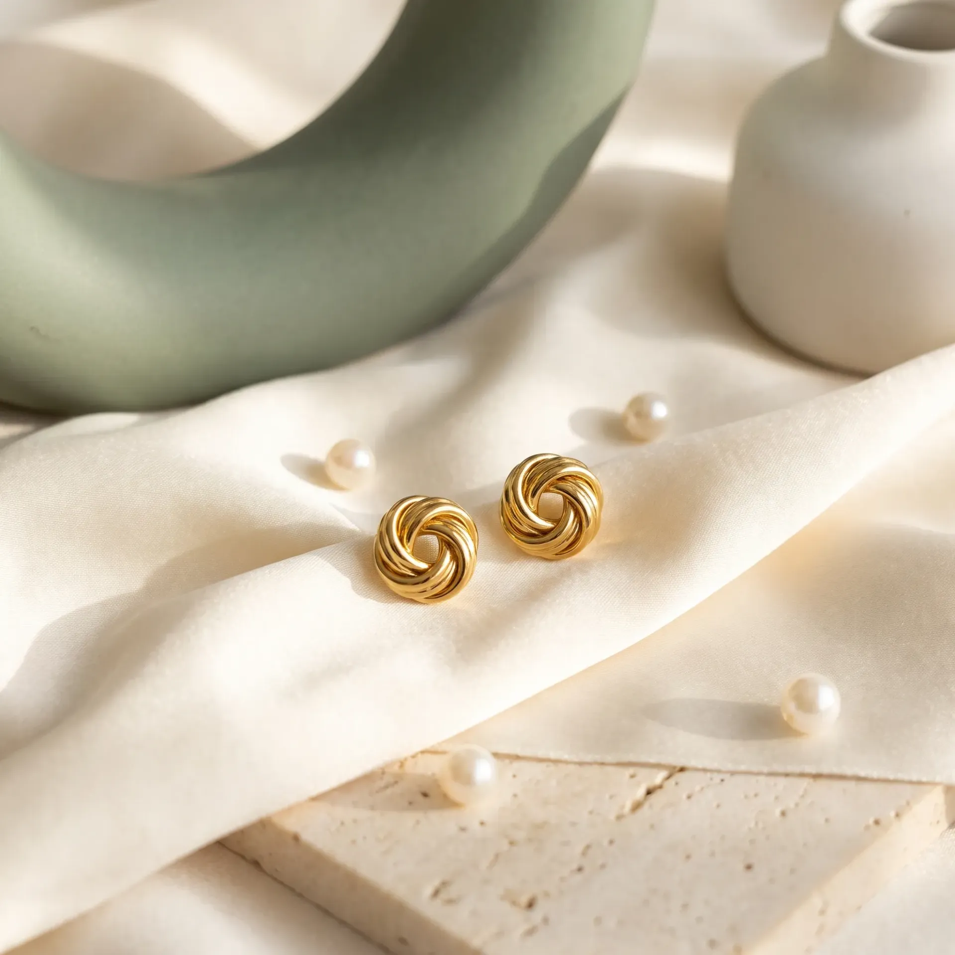 Gold knot silver925 earrings