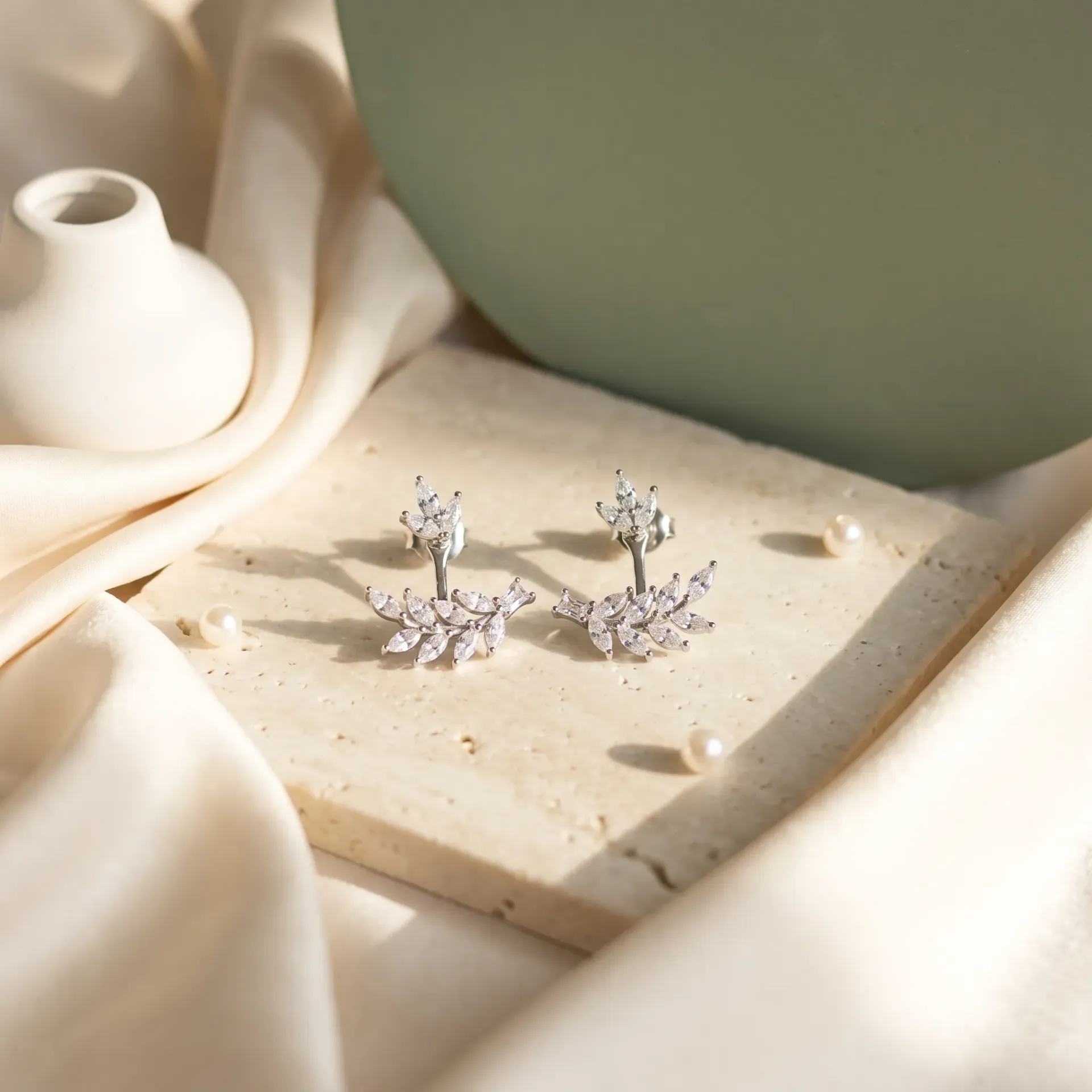 Star with marquise jacket silver925 earrings