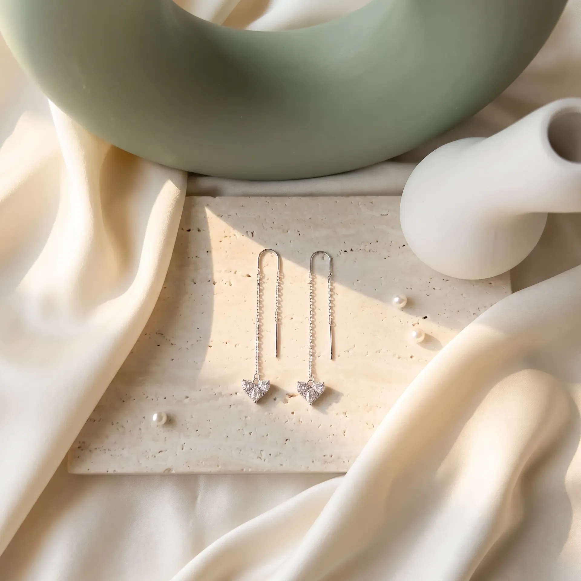 Heart threader silver925 earrings