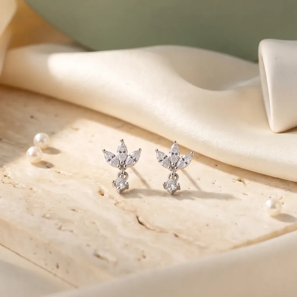 Marquise crown with drop silver925 earrings