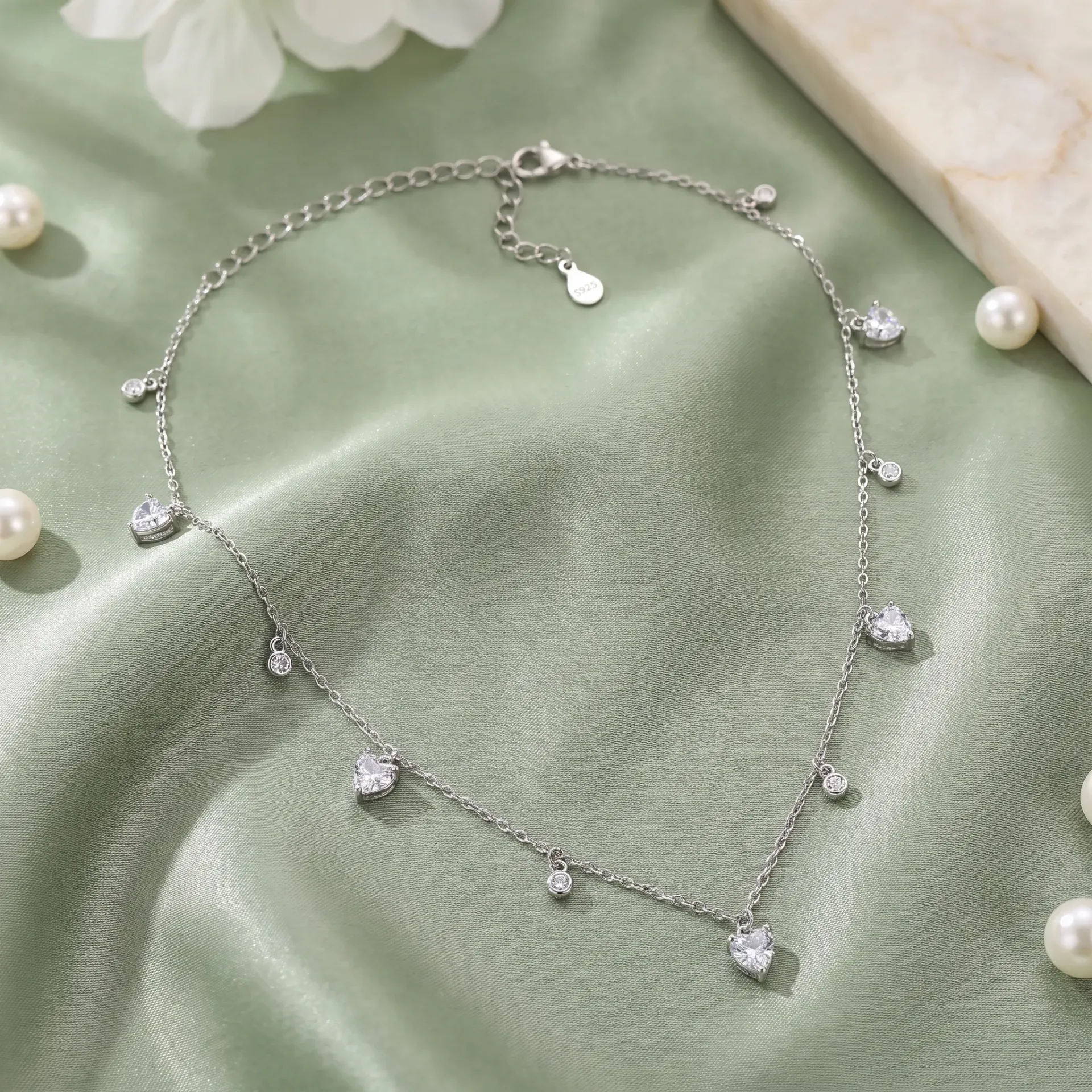 [F4525] hearts station silver925 choker