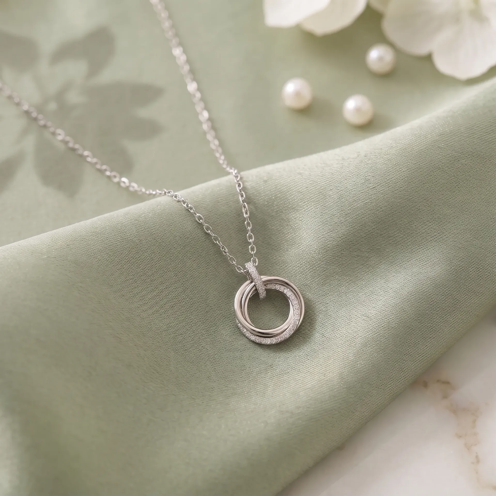 [F4561] Double circle silver925 necklace