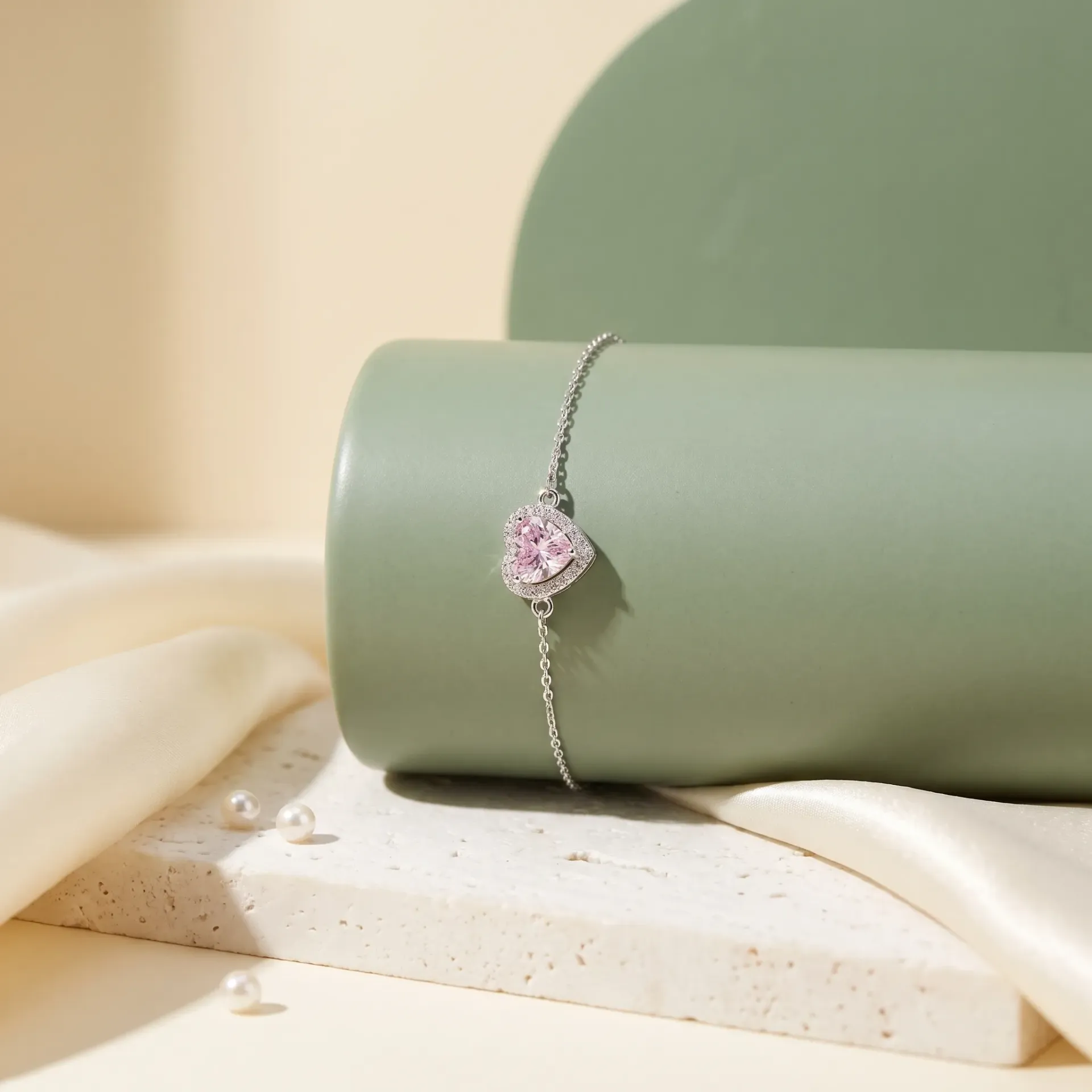 Pink heart silver925 bracelet