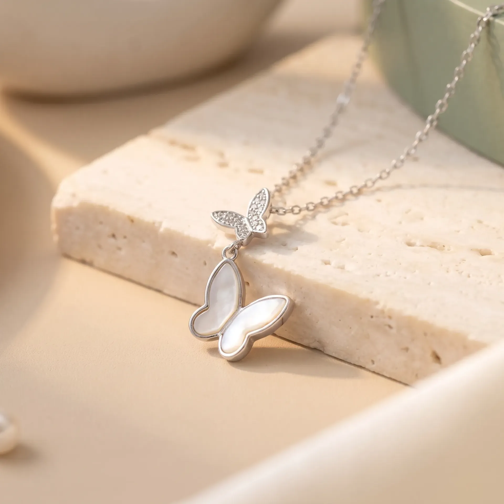 [B25545-N] Butterfly silver925 necklace