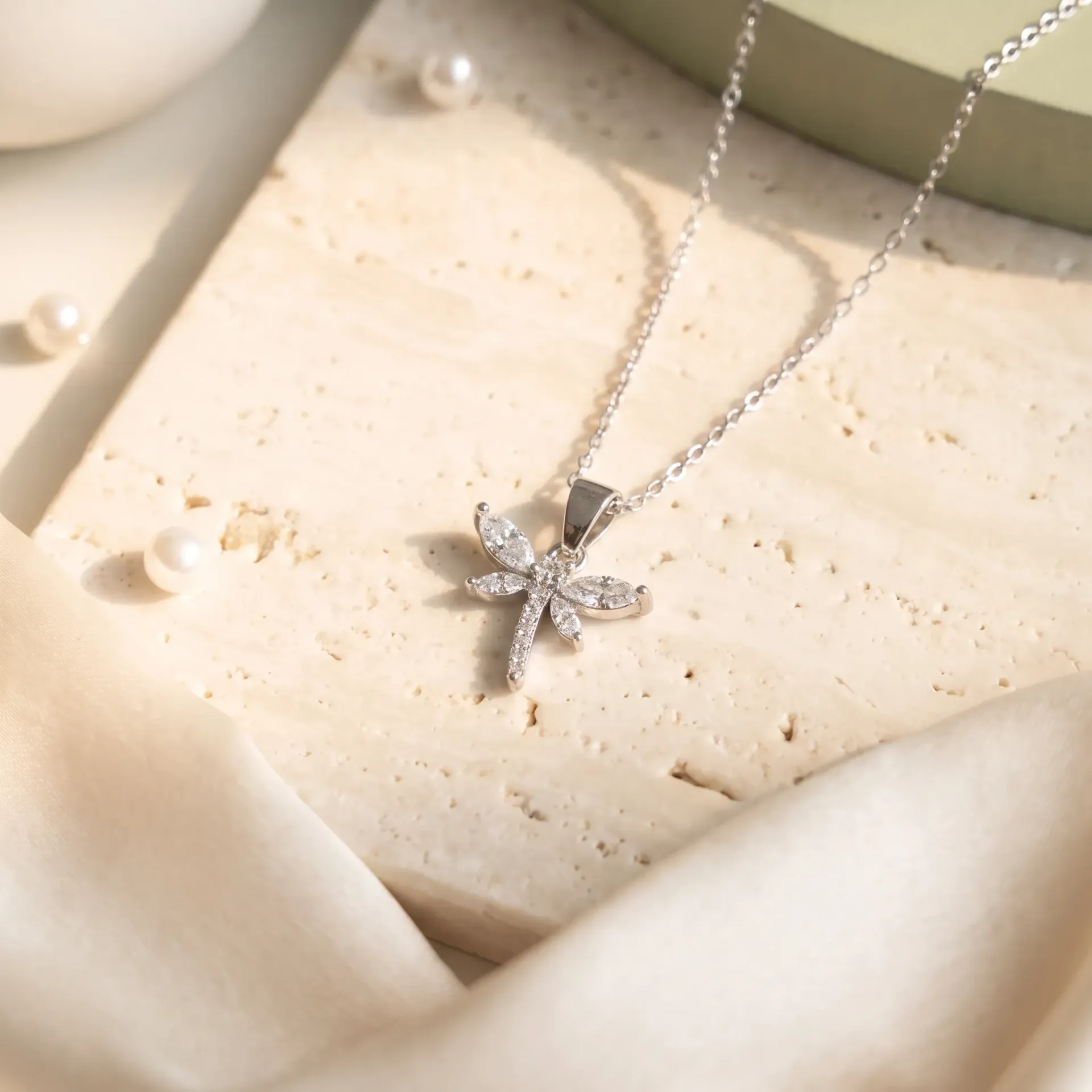 [B25779-N] Dragonfly silver925 necklace