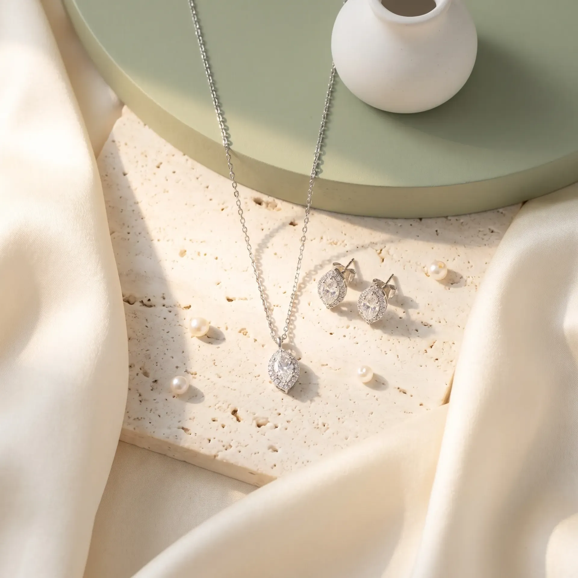 Oval halo silver925 set