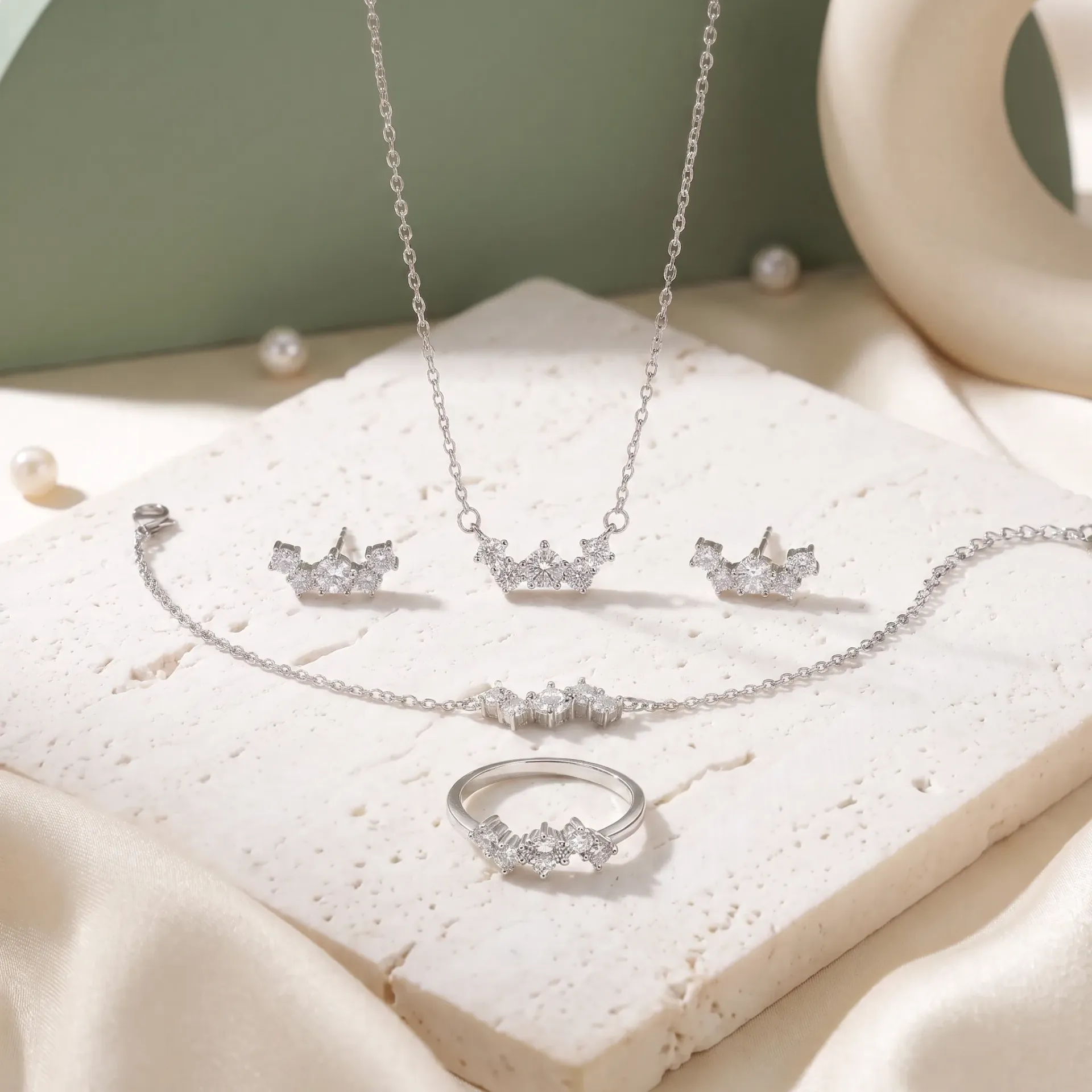 Marquise cluster silver925 set