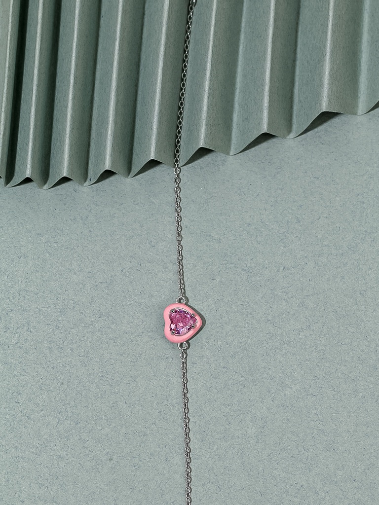 Pink heart silver 925 bracelet
