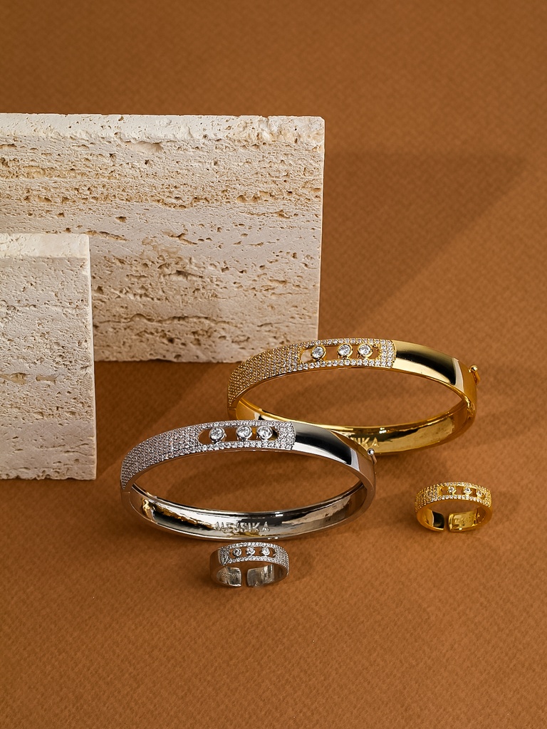 Thick k bangle with ring (gold)