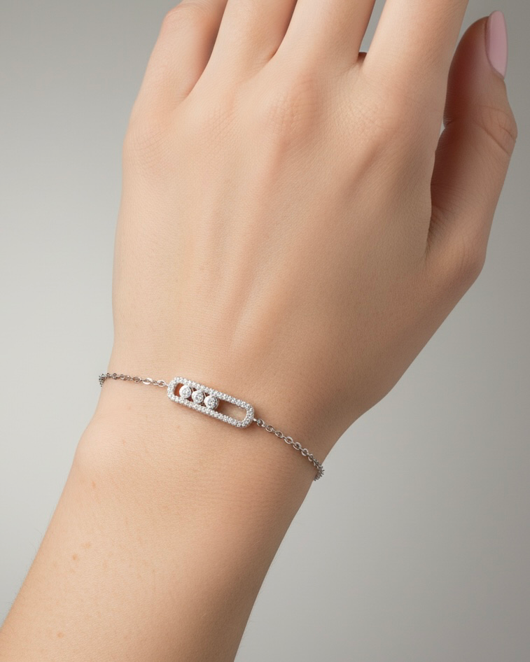 [C3242] 3 dots silver 925 k bracelet