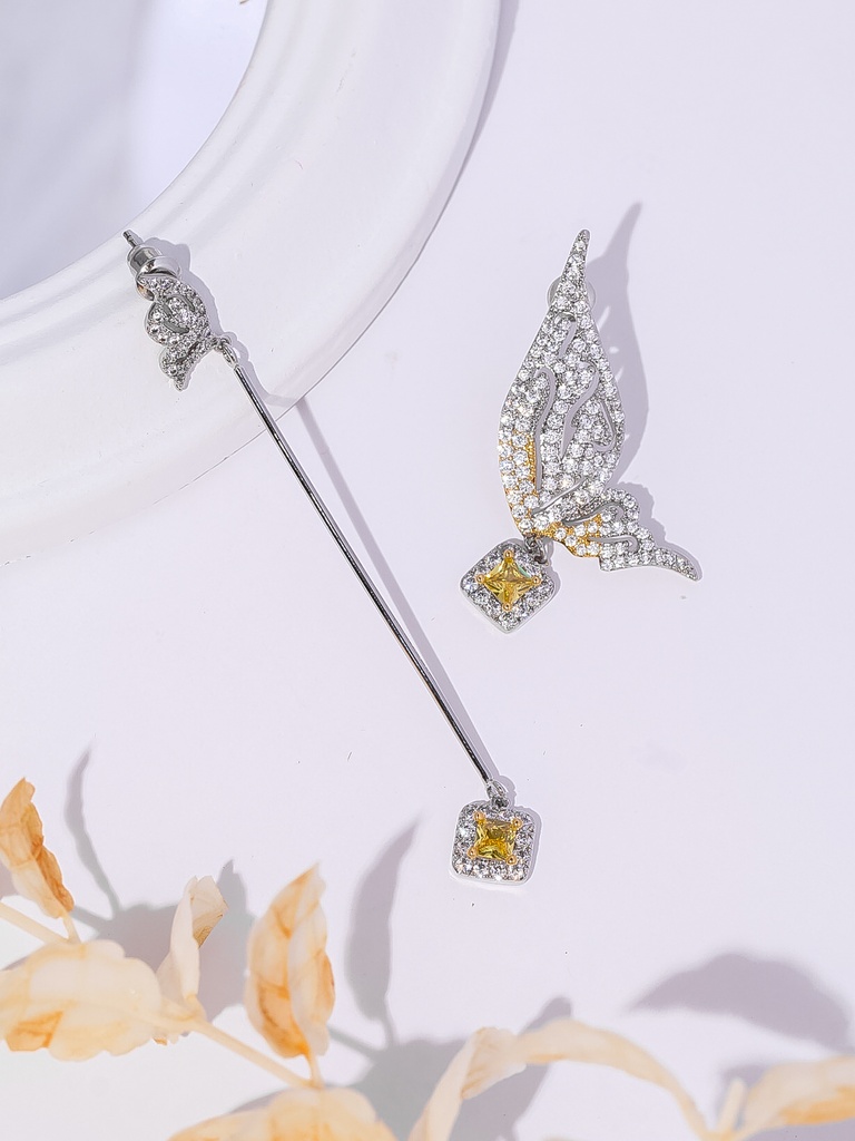 butterfly  earrings with yellow