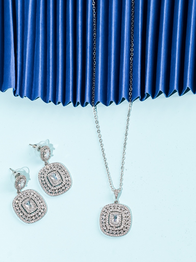 high quality square zircon  necklace set