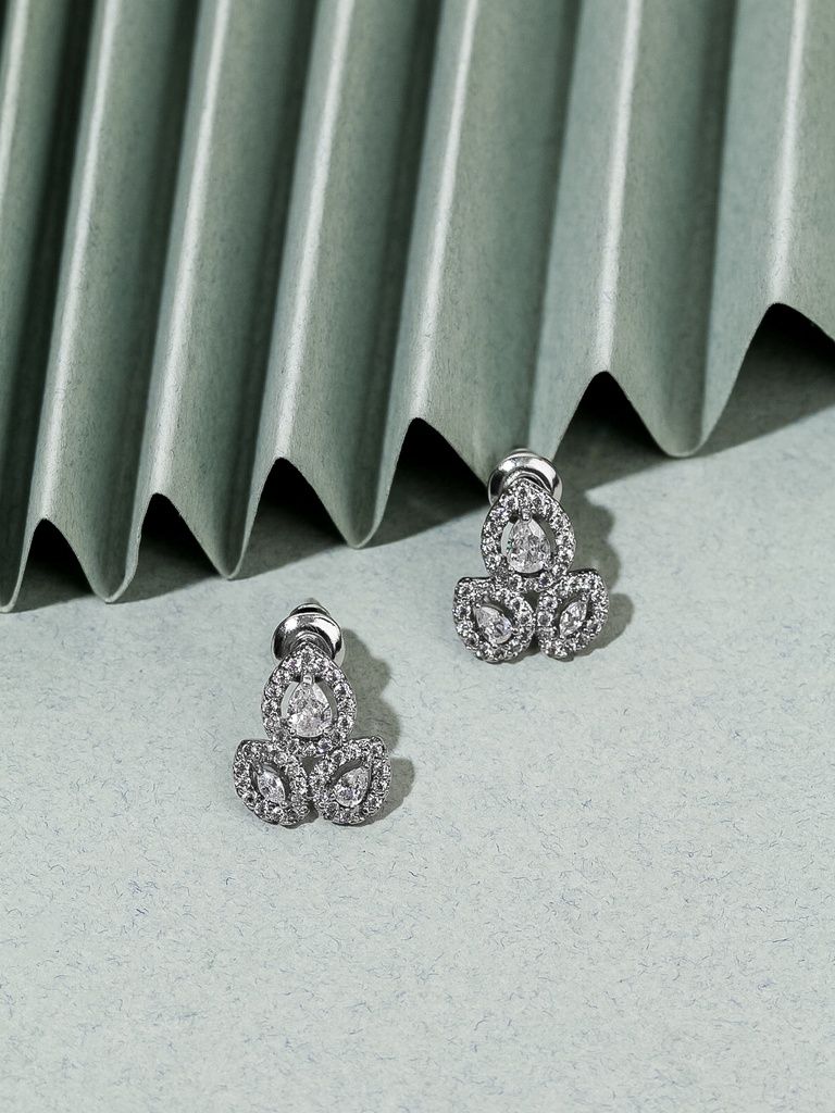 3drops stud zzircon Earrings 