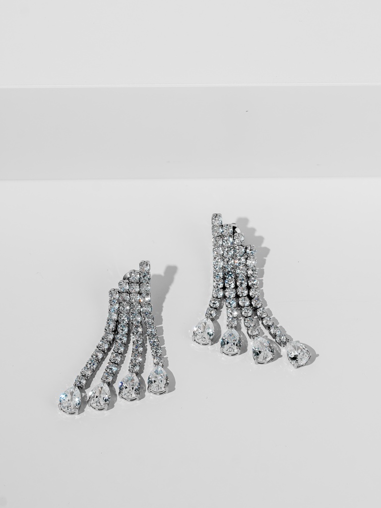 4 lines tennis end drop zircon earrings