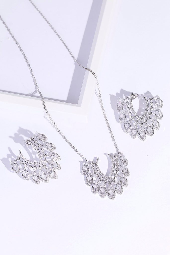 u shape big zircon necklace with earrings 