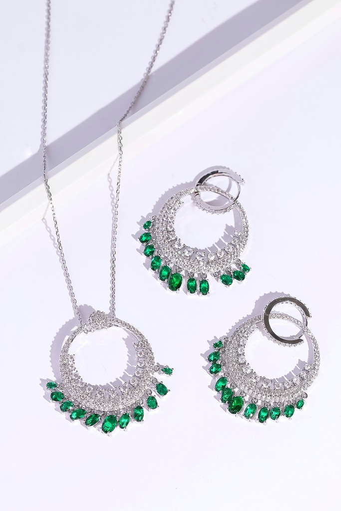 2round  earrings with necklace set