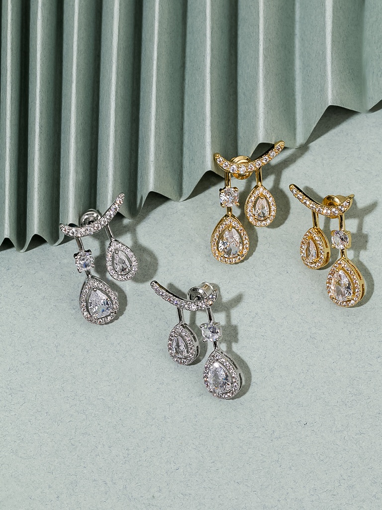 2side drop zircon earrings 