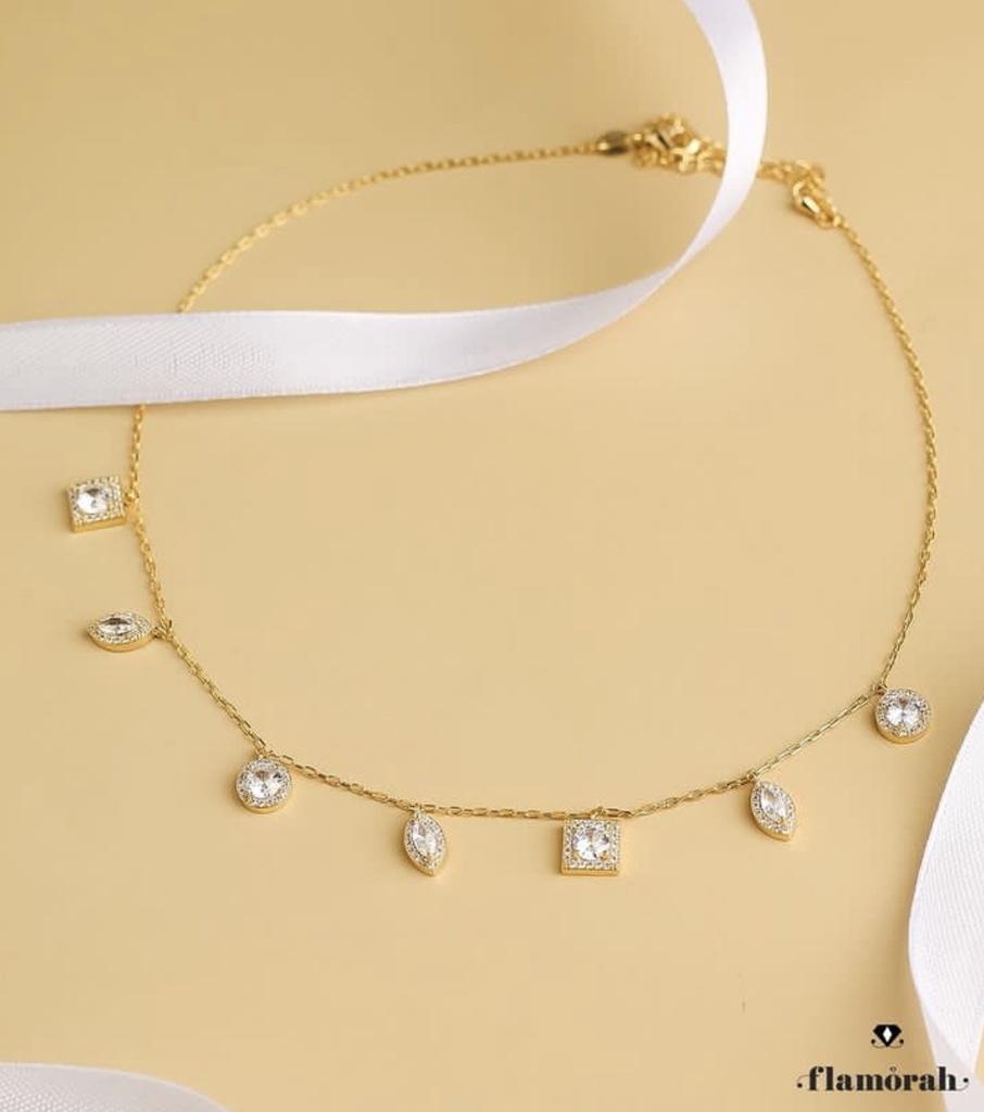 Square and round elegant choker (gold)