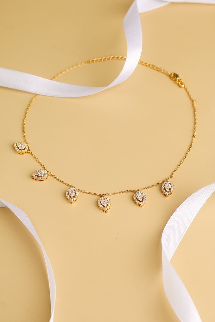 drop choker white zircon (gold)