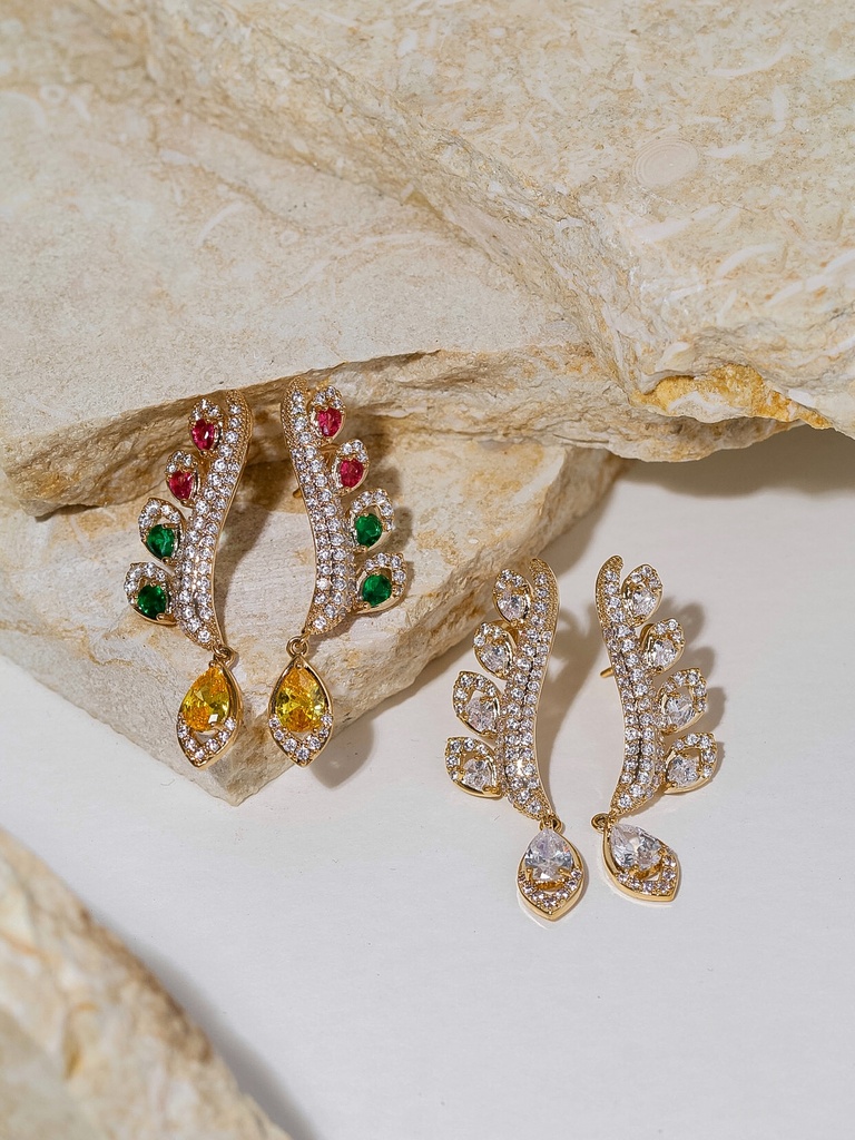 high quality zircon earrings  (gold)