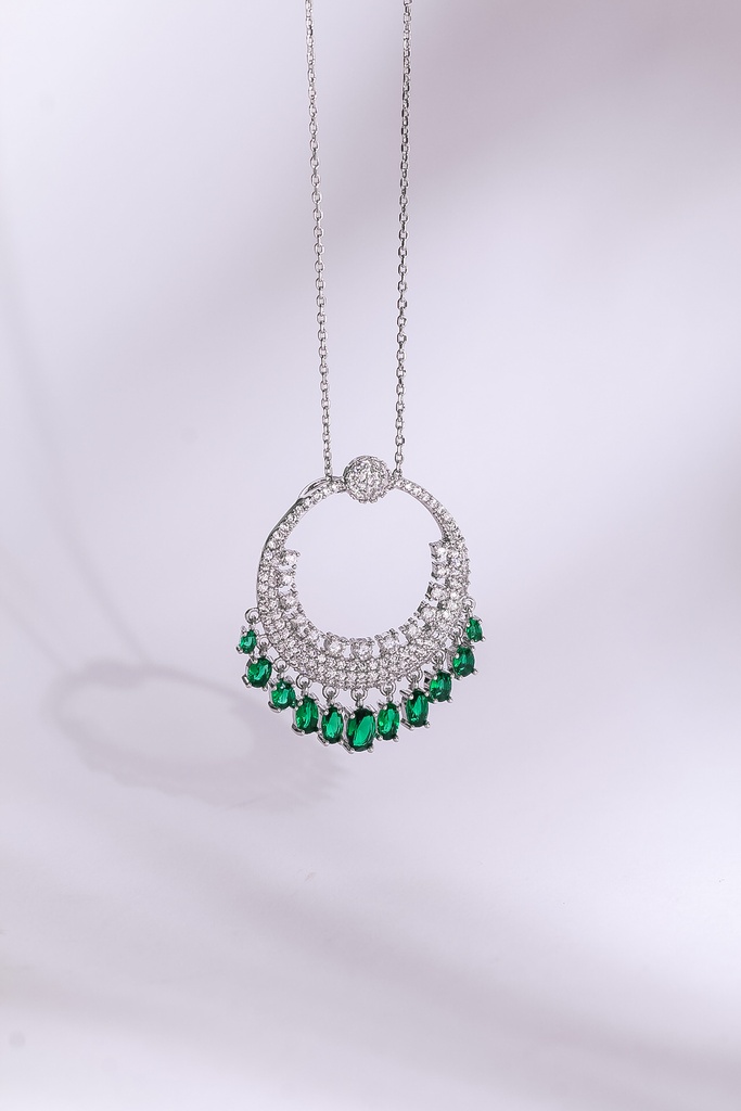 قلادة زيركون دائرية عالية الجودة (green)