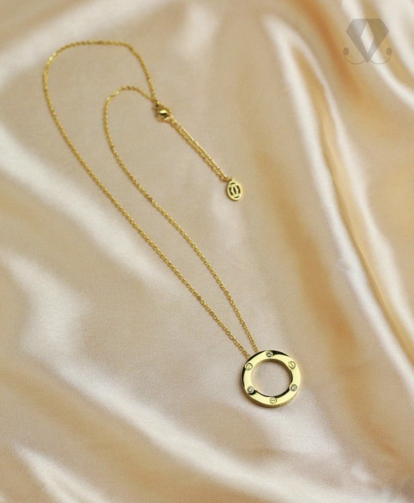 Circle necklace with stone (gold)