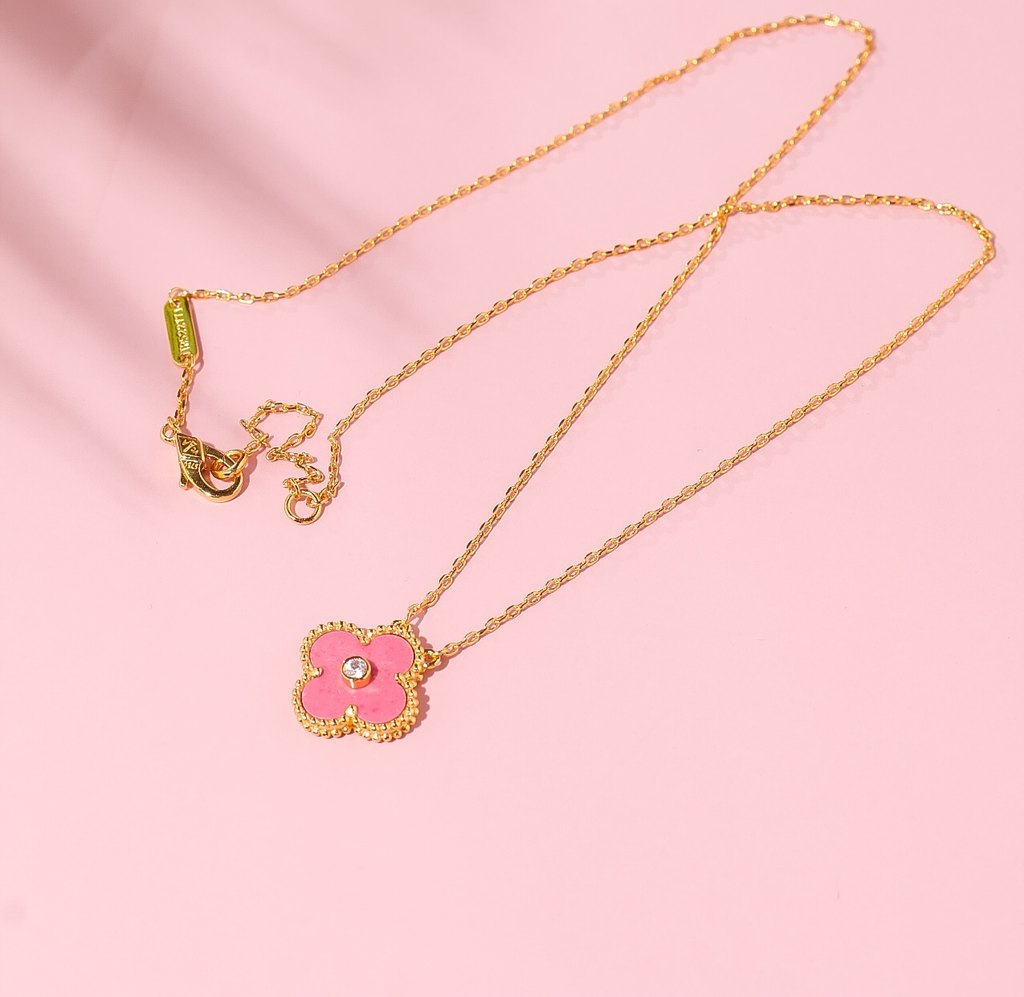 Pink flower necklace