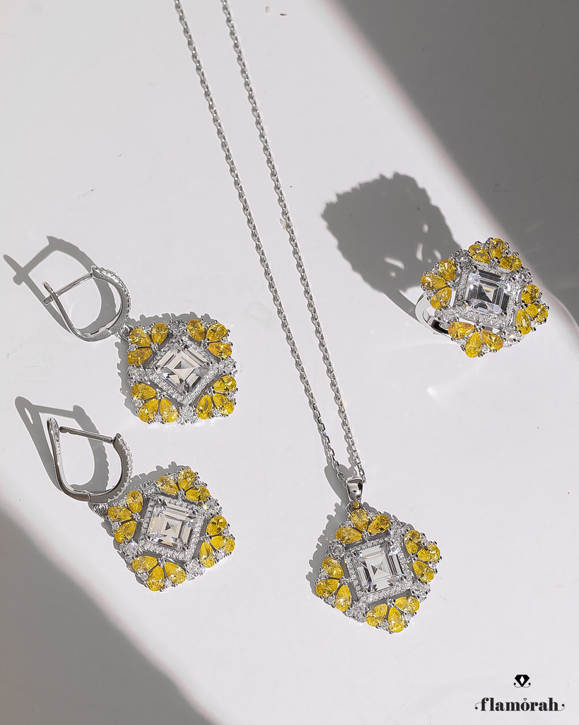luxury silver 925  with yellow stones set