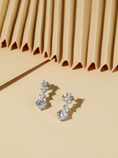 4 round elegant silver 925 earrings