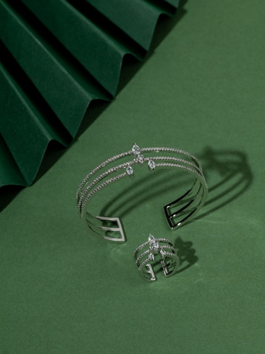 3 lines elegant bangle with ring