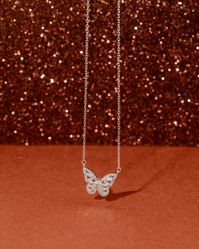 [F3008] zircon butterfly silver 925 necklace 