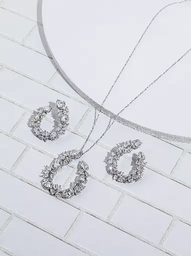 Big multi drops zircon necklace set