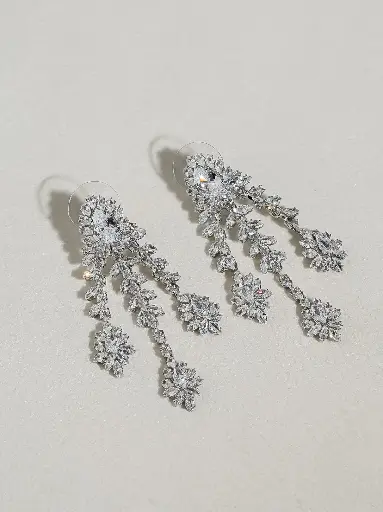 3 layers long zircon earrings 