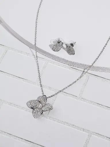 Flower leaves necklace set