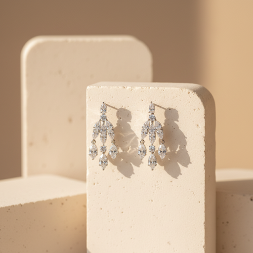 [E22102705] 3 lines crystals zircon earrings 