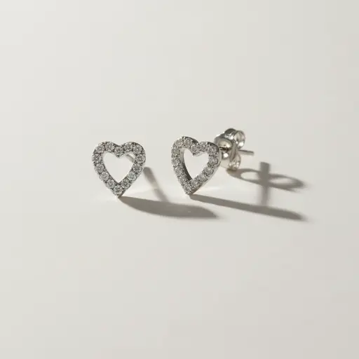 [D7638] Open heart silver925 earrings 