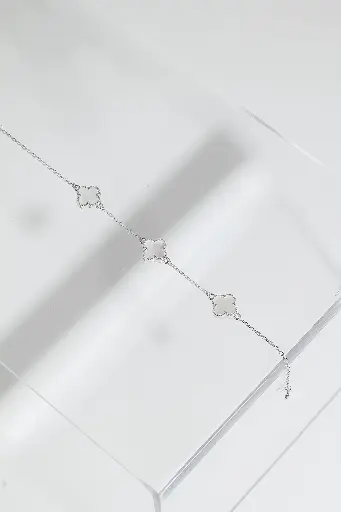 3 flowers White silver 925 bracelet  