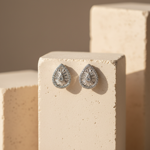 [E23122417] Simple drop zircon earrings 