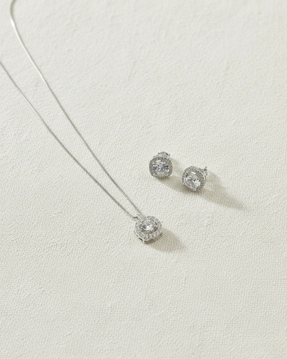 Open square silver925 necklace set