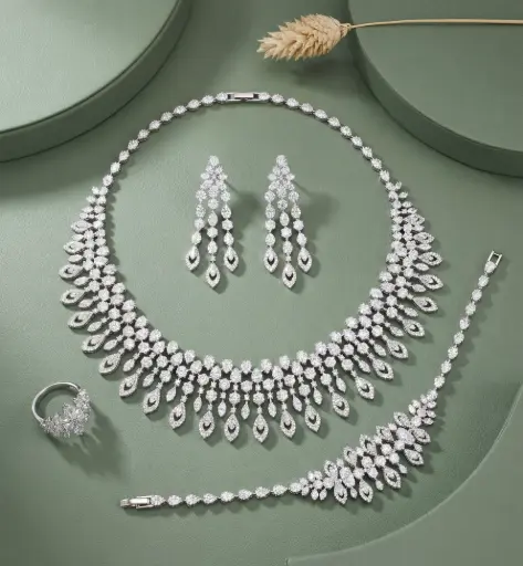 [CN5858] line of leaves zircon set